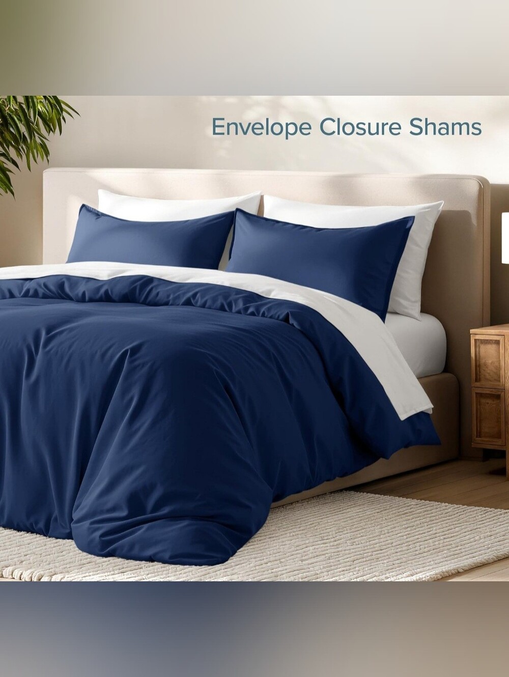 Bare Home Queen Microfiber Duvet Cover Set 3pc - Dark Blue NIP